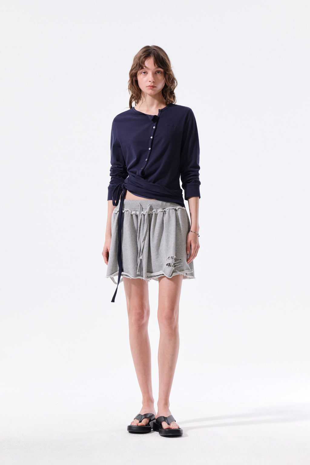 Matin Kim - Asymmetric Button Closure Top (Navy) product image 10 | TRAB K-Fashion Australia