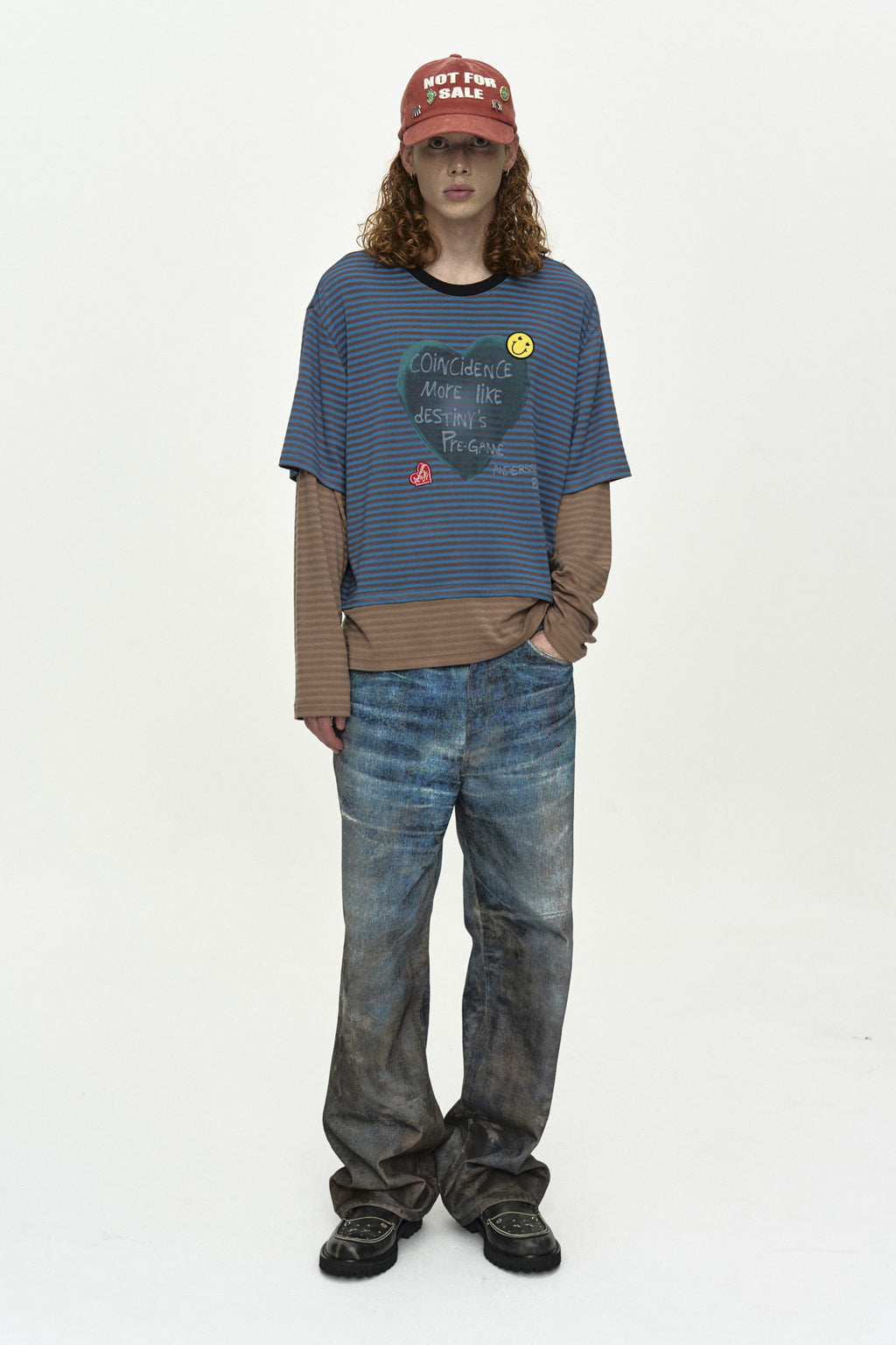 Andersson Bell - (essential) Heart Message Stripe Layered L/s T-Shirt (Essential) product image 3 | TRAB K-Fashion Australia