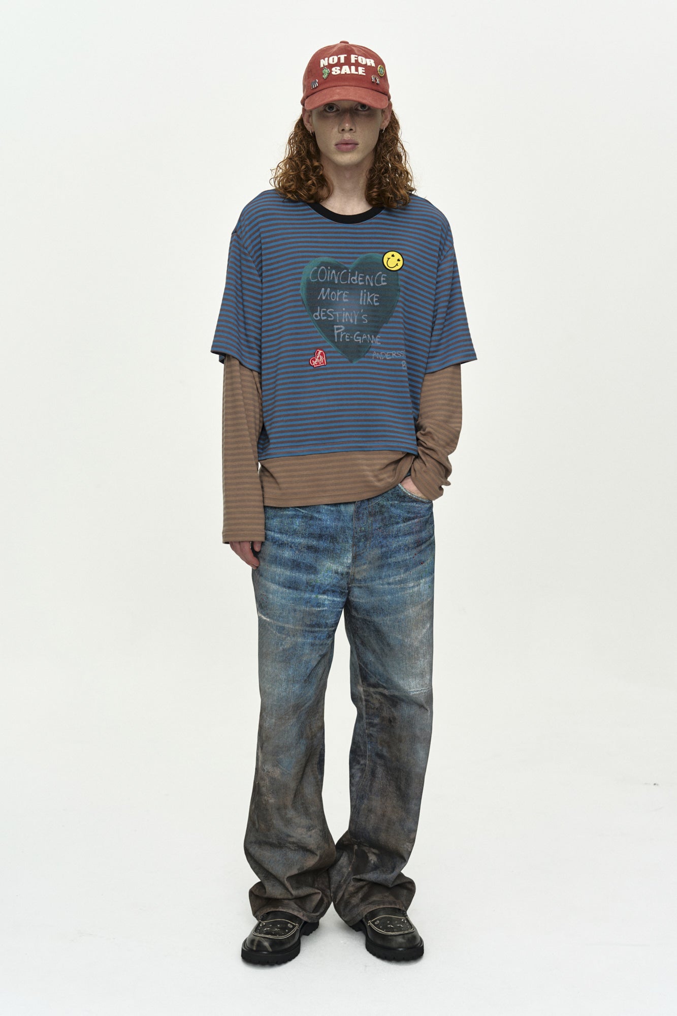 Andersson Bell - (essential) Heart Message Stripe Layered L/s T-Shirt (Essential) product image 3 | TRAB K-Fashion Australia