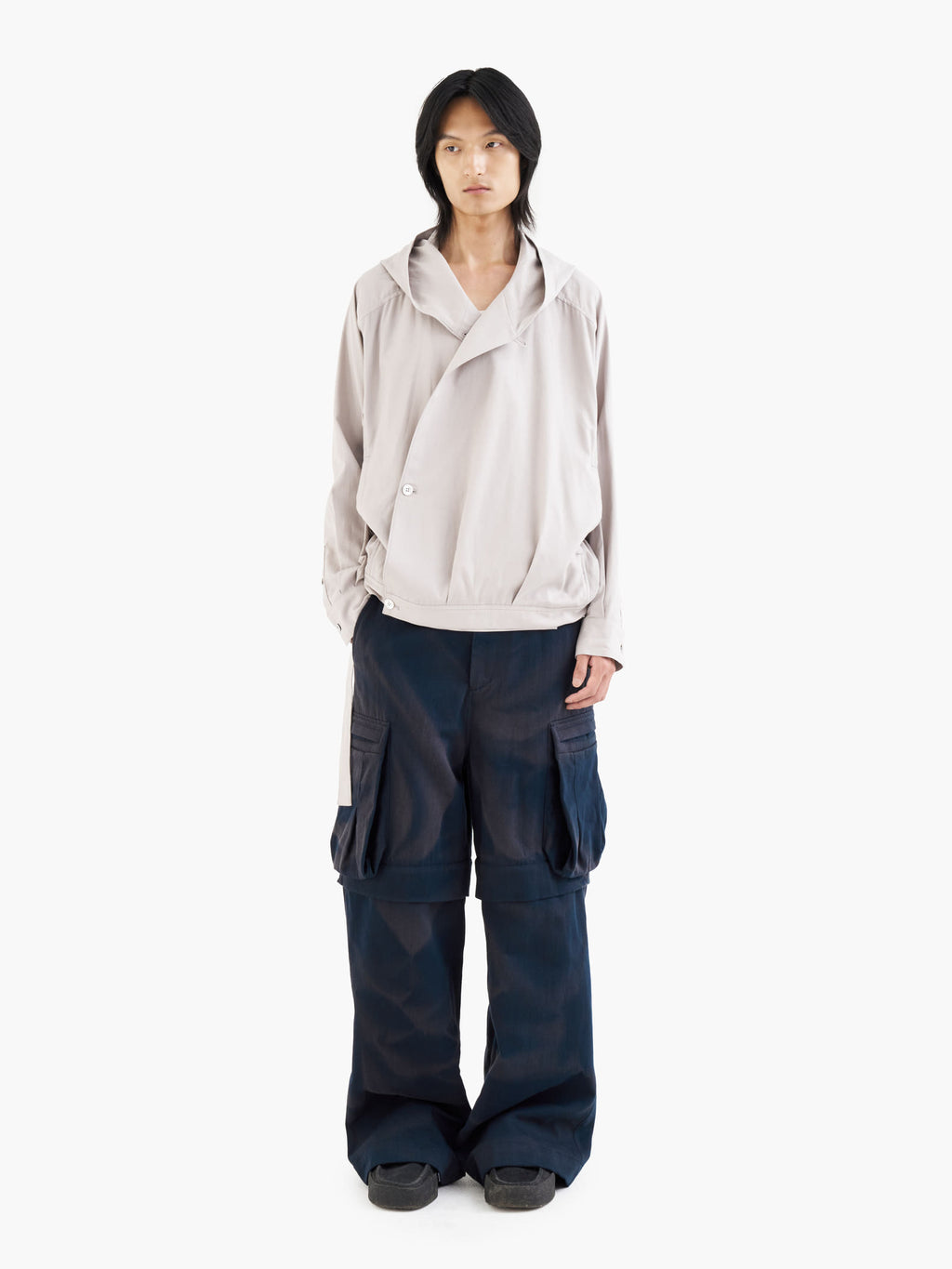 Jiyong Kim - Sun-Bleached Detachable Wide Trousers (Navy) product image 1 | TRAB K-Fashion Australia