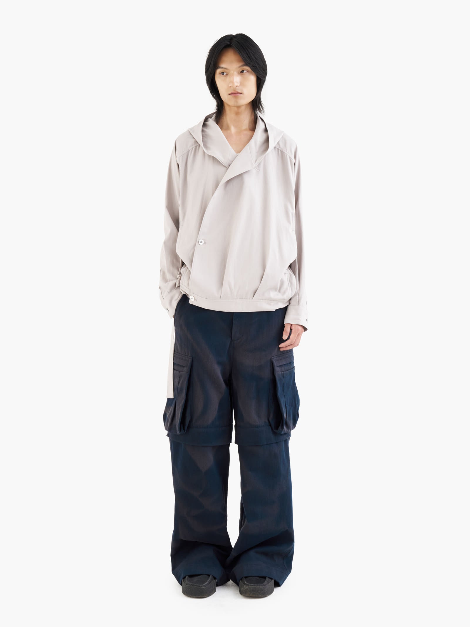 Jiyong Kim - Sun-Bleached Detachable Wide Trousers (Navy) product image 1 | TRAB K-Fashion Australia