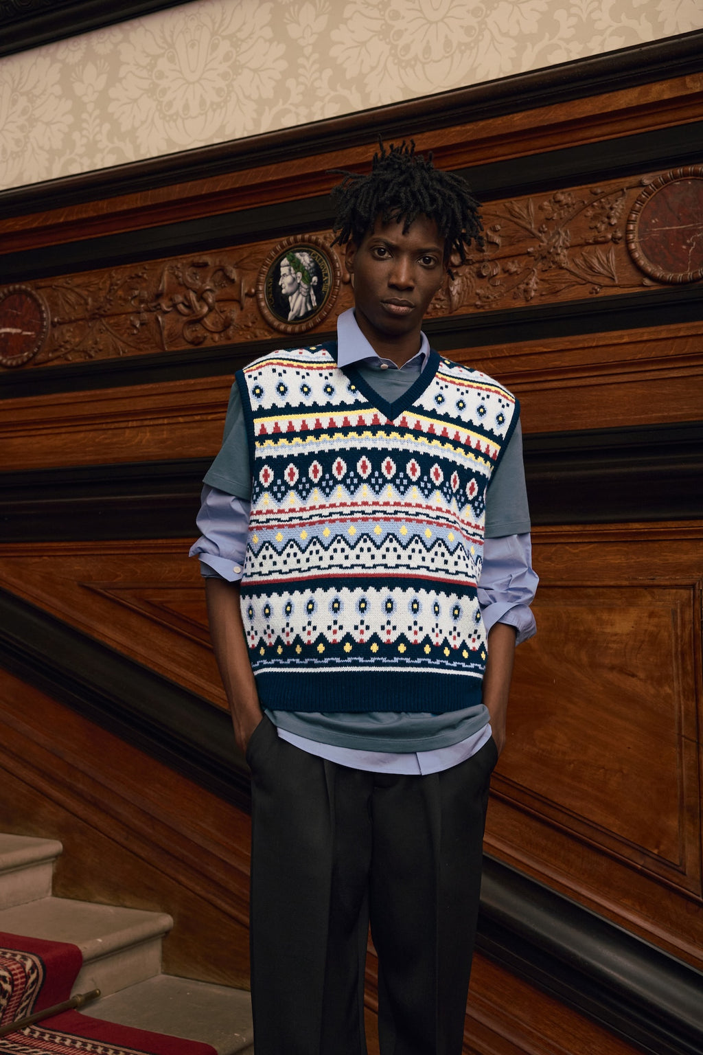 STU - Jacquard Sweater Vest (Navy) product image 9 | TRAB K-Fashion Australia