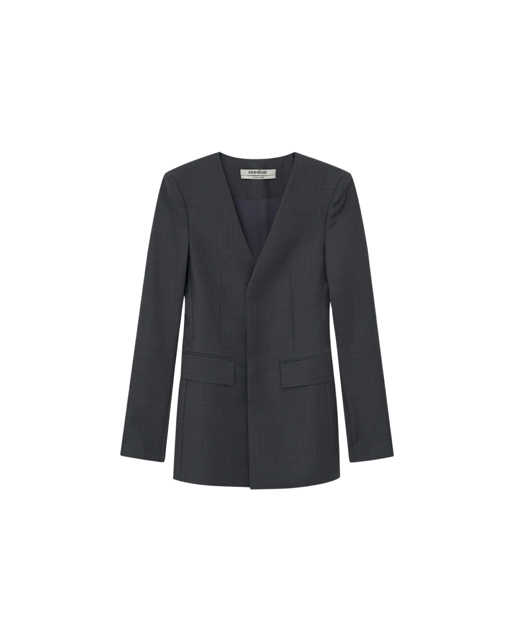 Kimhe Kim - Collarless Wool-Blended Jacket (Grey) product image 6 | TRAB K-Fashion Australia