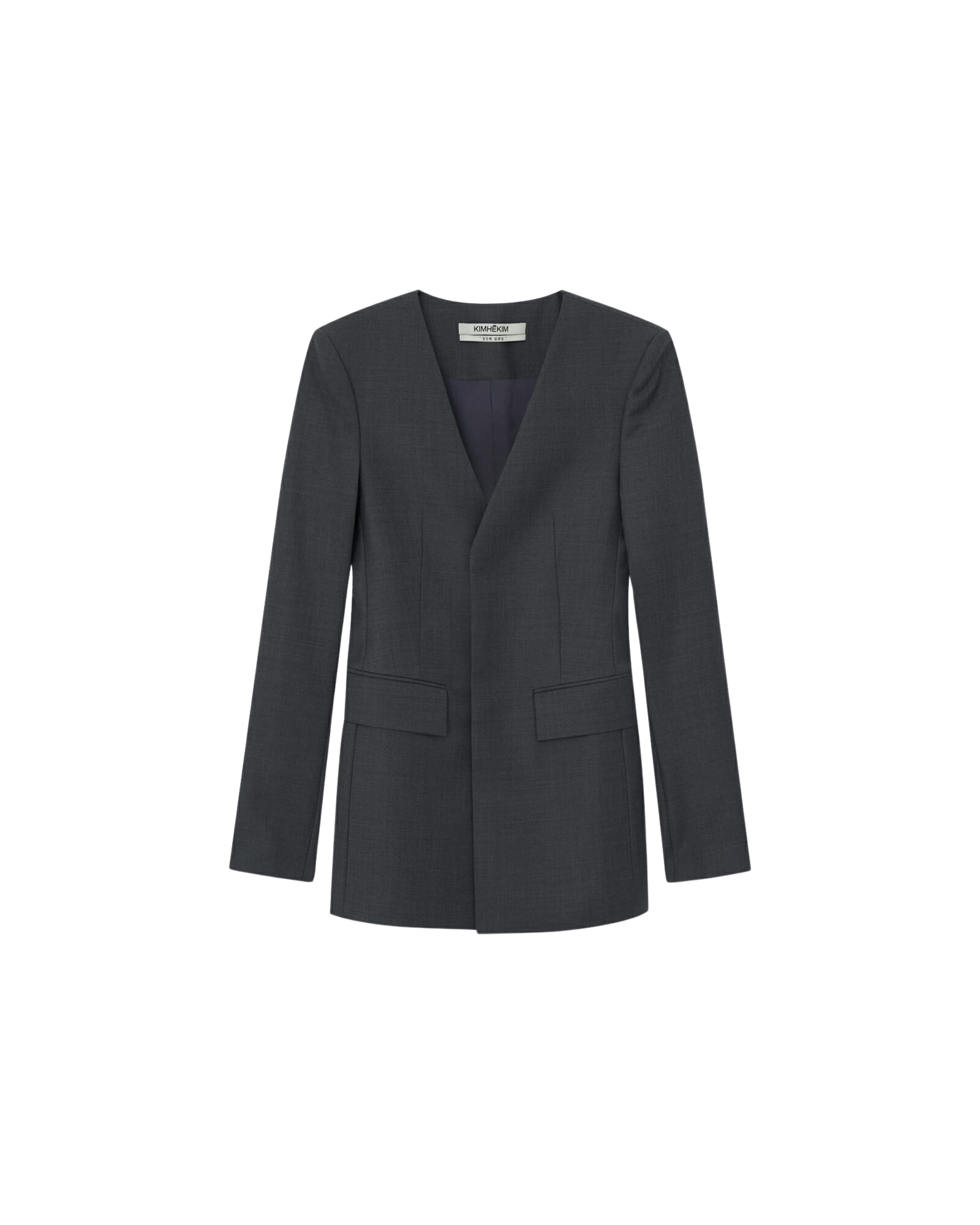 Kimhe Kim - Collarless Wool-Blended Jacket (Grey) product image 6 | TRAB K-Fashion Australia