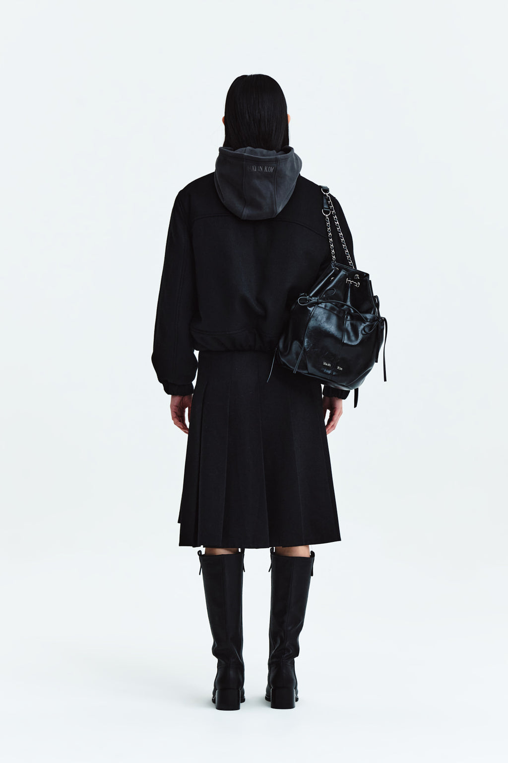 Matin Kim - Unbalance Pleats Midi Skirt (Black) product image 7 | TRAB K-Fashion Australia