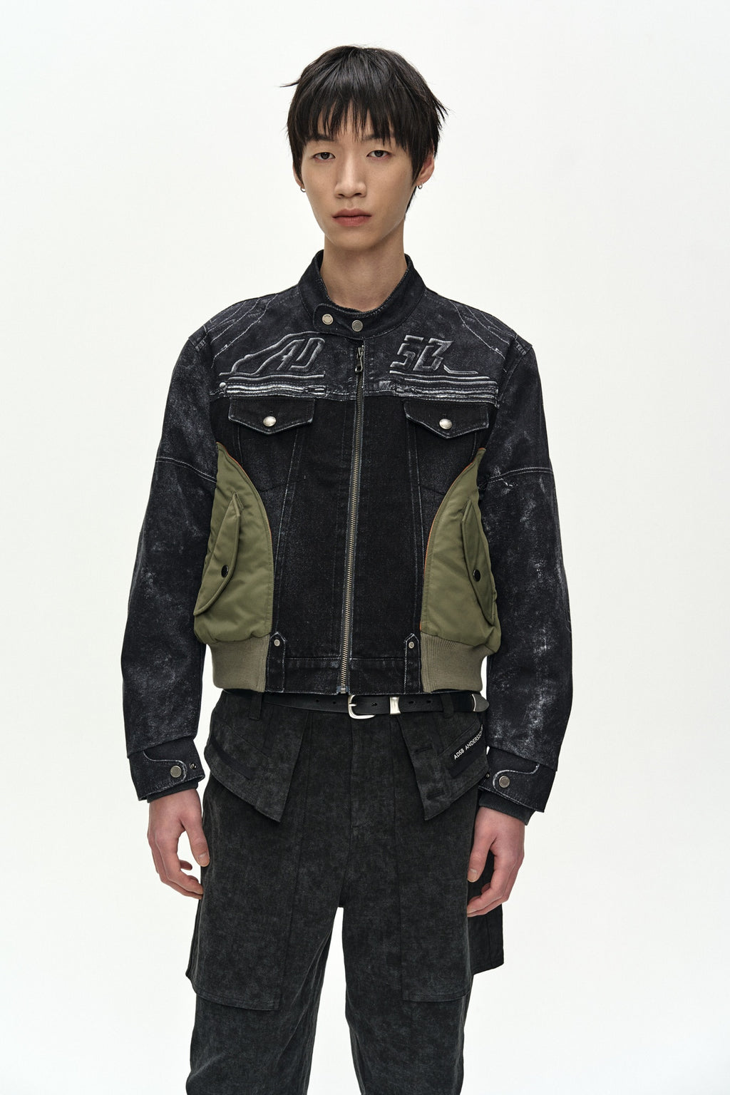 Andersson Bell - Nylon Patch Racing Denim Combo Jacket (black) (Black) product image 4 | TRAB K-Fashion Australia