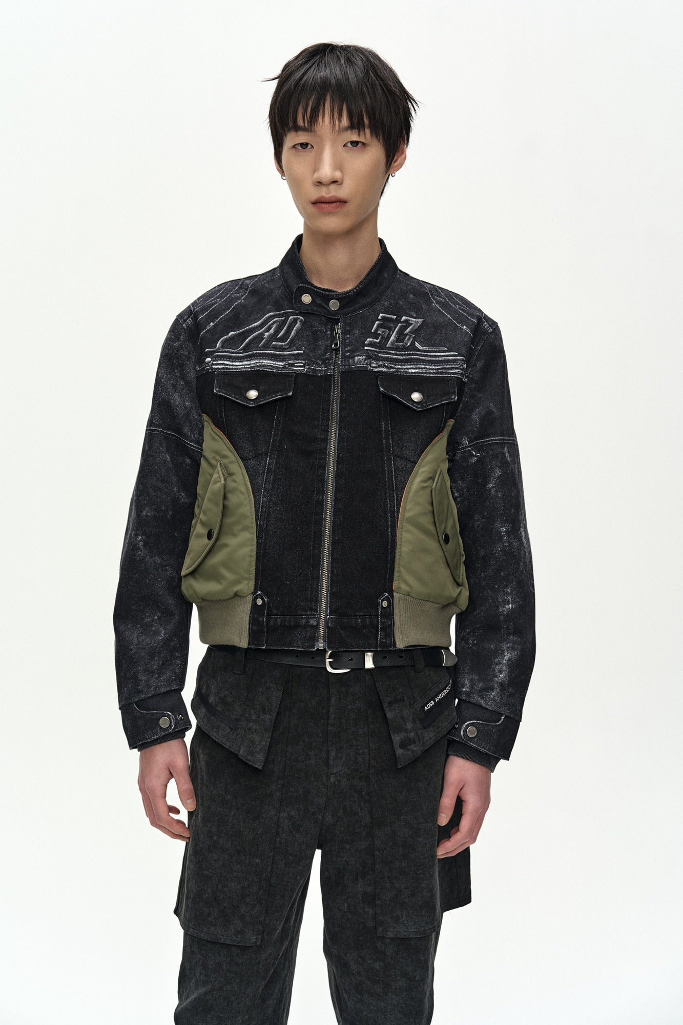 Andersson Bell - Nylon Patch Racing Denim Combo Jacket (black) (Black) product image 4 | TRAB K-Fashion Australia
