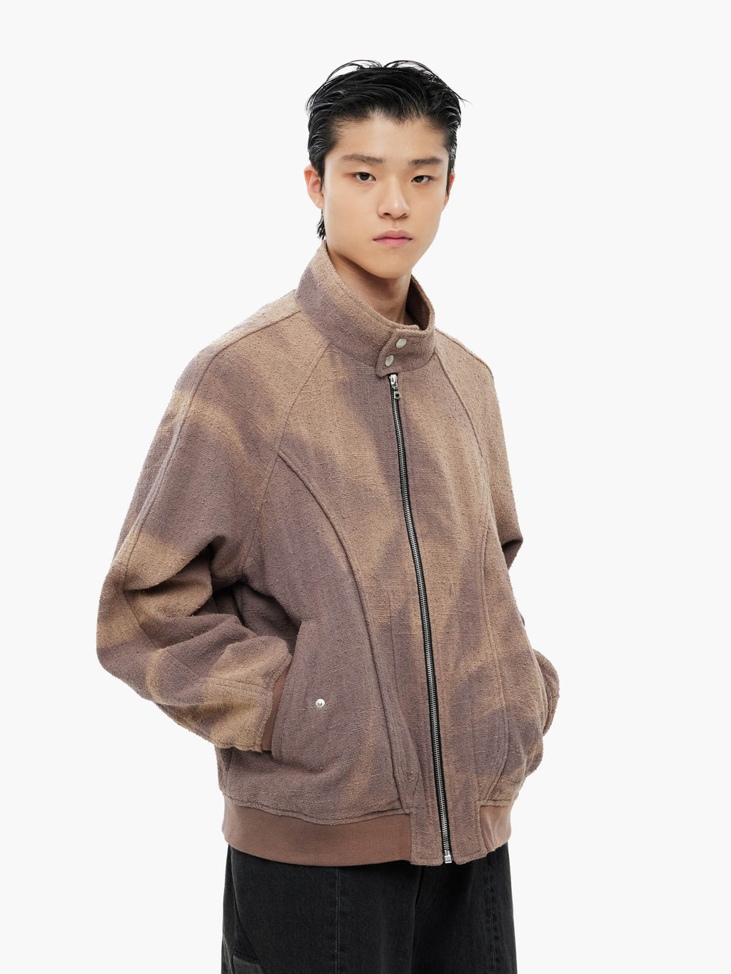 Jiyong Kim - Sun-Bleached High Neck Blouson (Brown) product image 3 | TRAB K-Fashion Australia