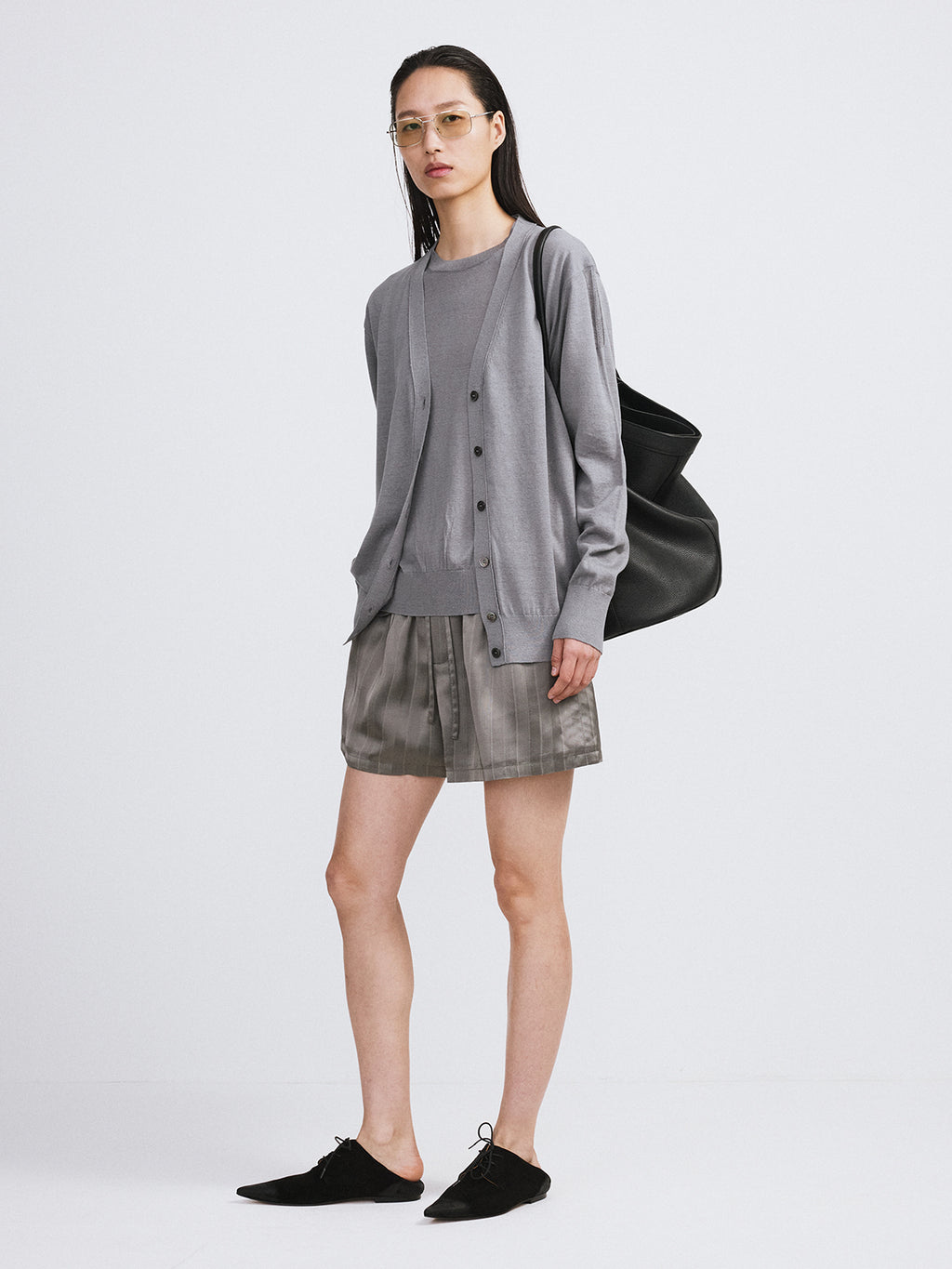 Recto - Silk-Linen Blend Layered Knit Top (Cool Grey) product image 3 | TRAB K-Fashion Australia