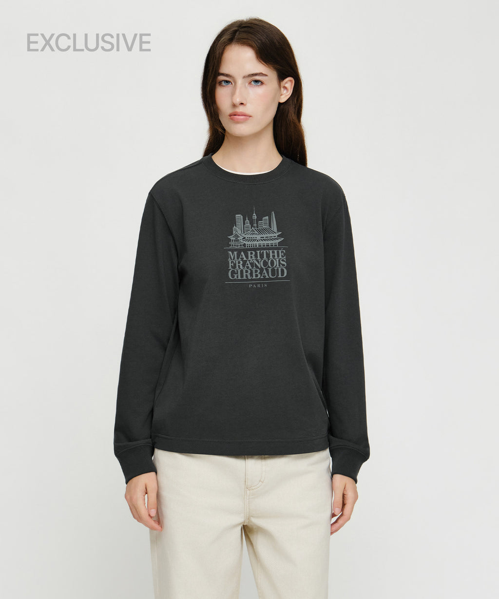 Marithe & Francois Girbaud - Seoul Exclusive Graphic Long Sleeve Tee (Charcoal) product image 1 | TRAB K-Fashion Australia