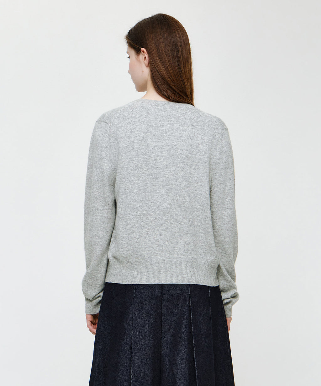 Marithe & Francois Girbaud - Small Classic Logo Round Neck Cardigan Set Up (Melange Gray) product image 3 | TRAB K-Fashion Australia