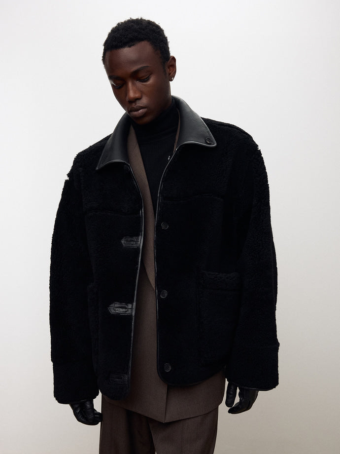 Tonywack - Lamb Leather Reversible Shearling Jacket (Black) product image 9 | TRAB K-Fashion Australia