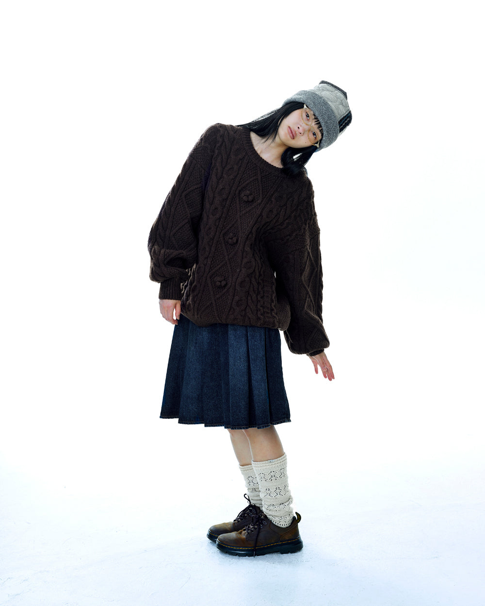 Coyseio - Pompom Cable Knit (Brown) product image 6 | TRAB K-Fashion Australia