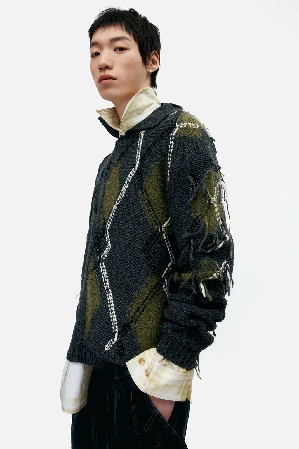 Andersson Bell - Argyle Fisherman Polo Sweater (Charcoal) product image 6 | TRAB K-Fashion Australia