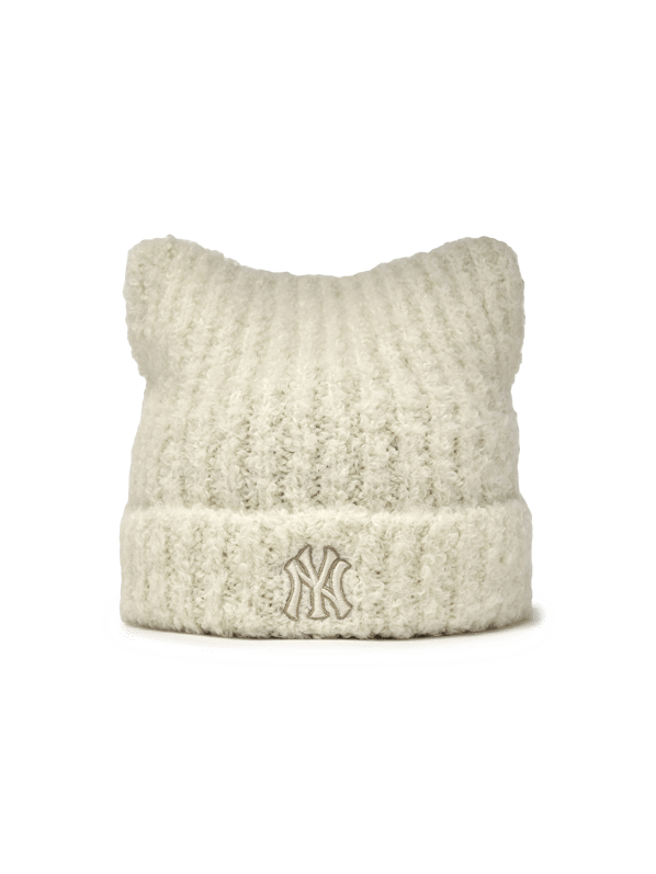 MLB Korea - Plush Meow Beanie New York Yankees (Cream) product image 2 | TRAB K-Fashion Australia