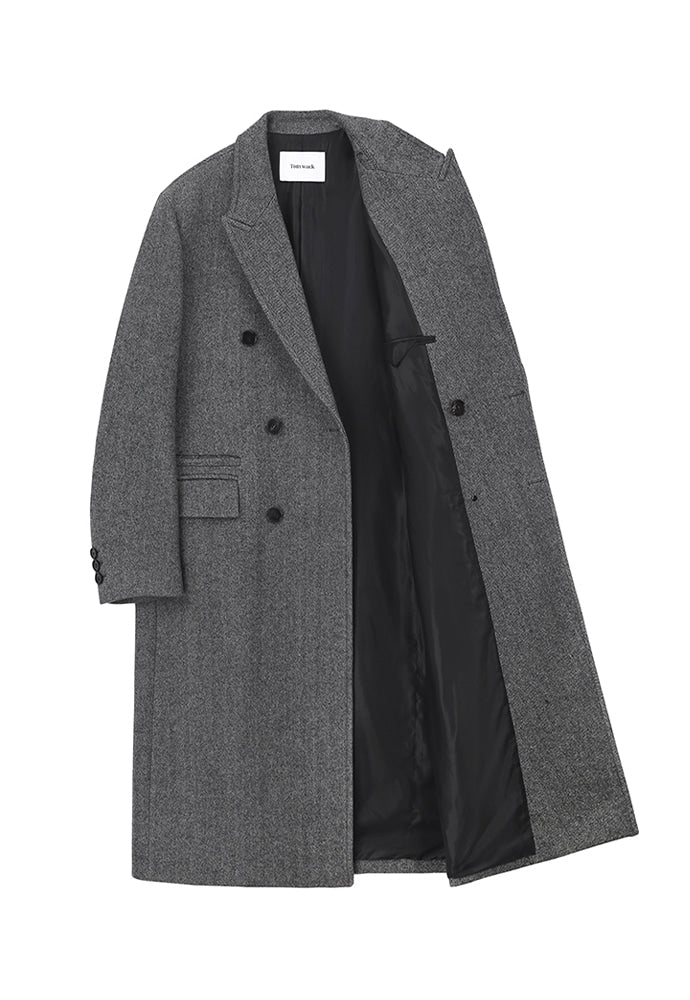 Tonywack - Double-Breasted Chesterfield Coat (Mid Grey Herringbone) product image 6 | TRAB K-Fashion Australia