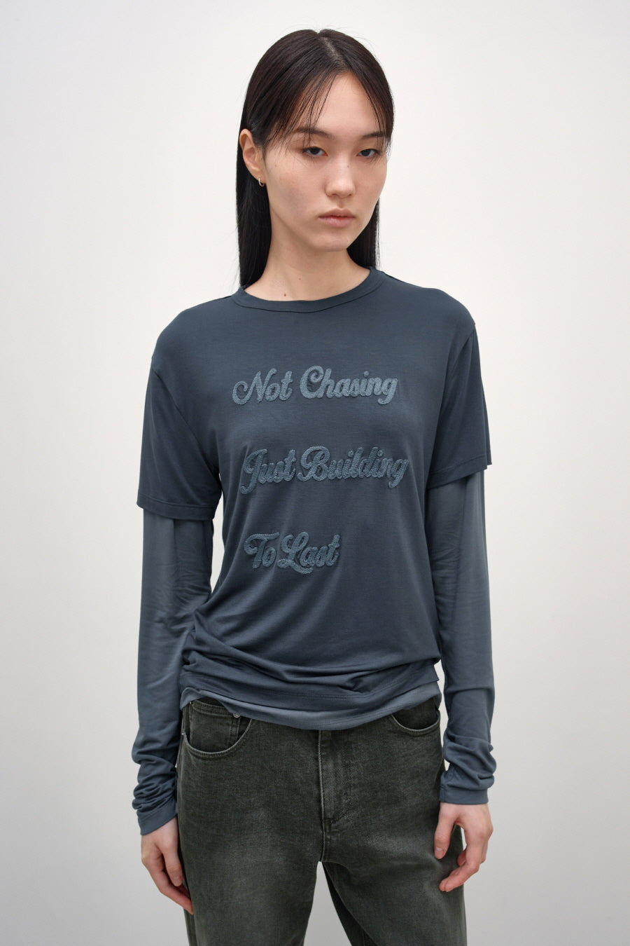 Insilence - Chasing Double-Layer Top (Deep Blue) product image 1 | TRAB K-Fashion Australia