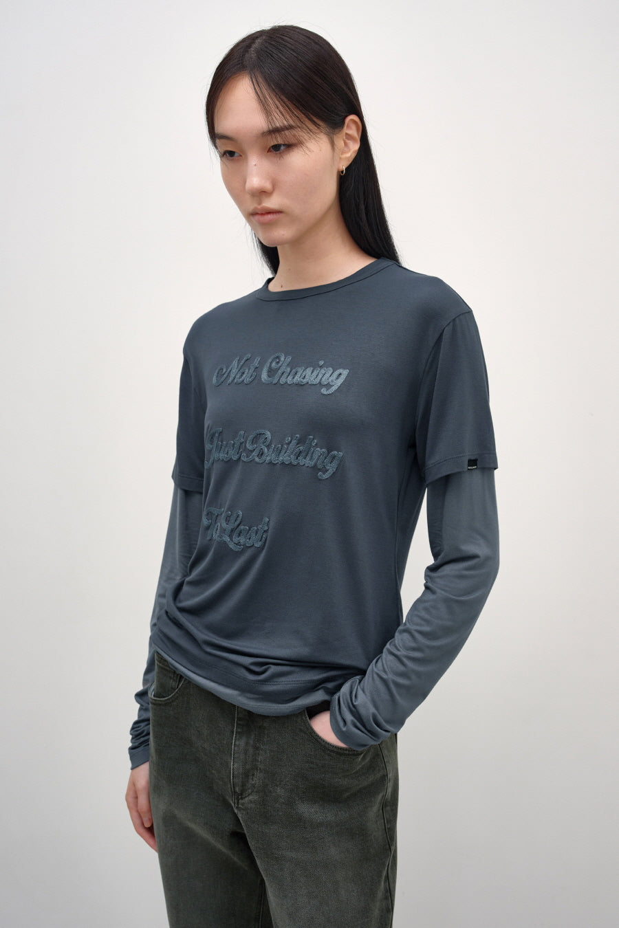 Insilence - Chasing Double-Layer Top (Deep Blue) product image 2 | TRAB K-Fashion Australia