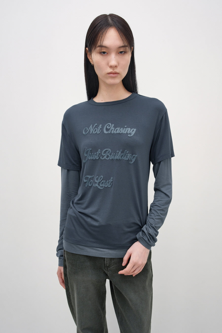 Insilence - Chasing Double-Layer Top (Deep Blue) product image 6 | TRAB K-Fashion Australia