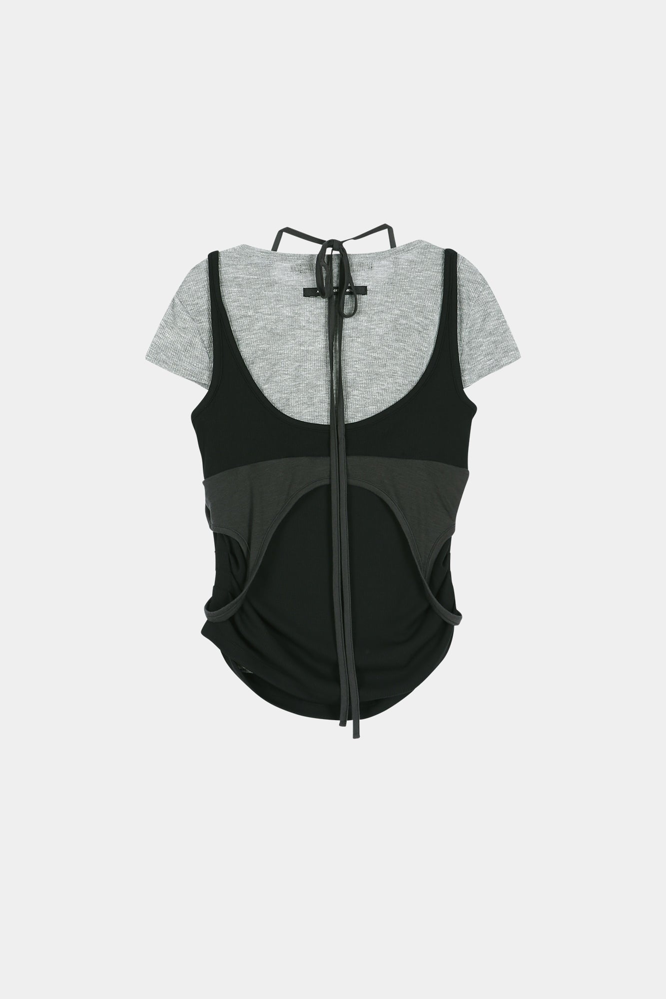 Andersson Bell - [Pre-Order – Ships June 8] Upside-Down Layered T-Shirt (Grey/Black) product image 12 | TRAB K-Fashion Australia