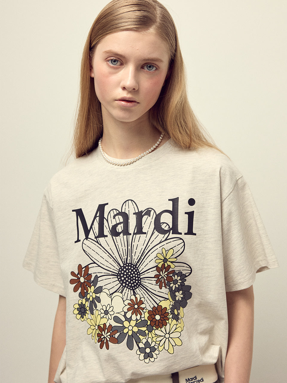 Mardi Mercredi - Tshirt Flowermardi Jardin (Oatmeal Black) product image 1 | TRAB K-Fashion Australia