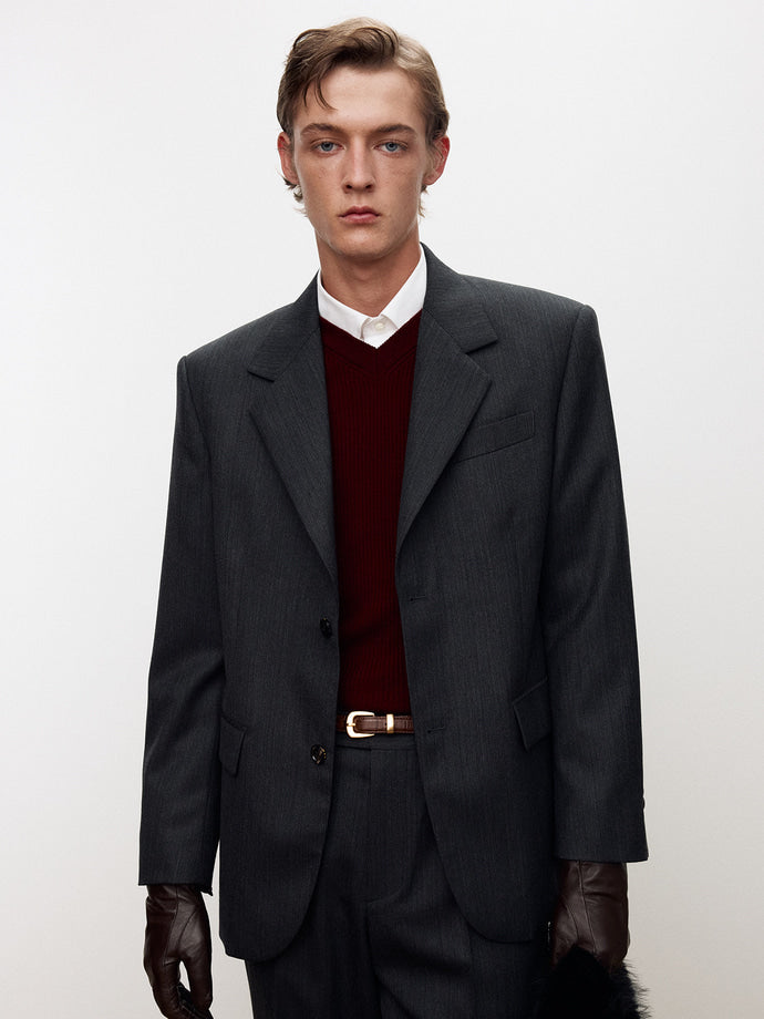 Tonywack - Virgin Wool Stripe Tailored Blazer (Grey/Black) product image 5 | TRAB K-Fashion Australia