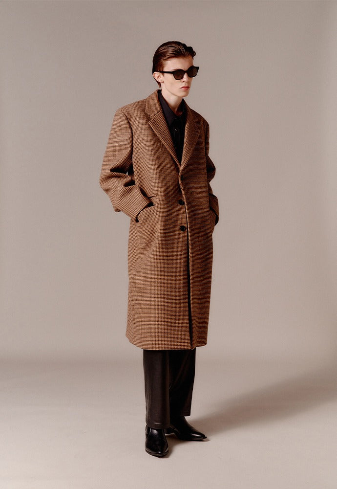 Tonywack - Single Breasted Tailored Coat (Brown/Beige/Black Houndtooth) product image 1 | TRAB K-Fashion Australia