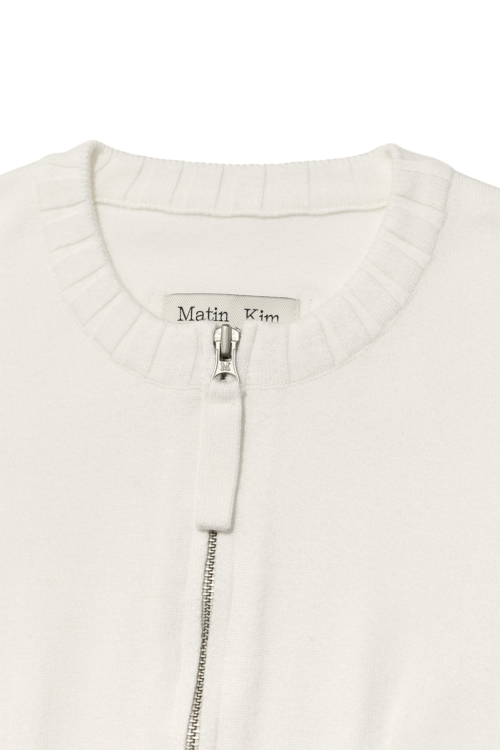 Matin Kim - Round Neck Zip Up Crop Cardigan (Ivory) product image 3 | TRAB K-Fashion Australia