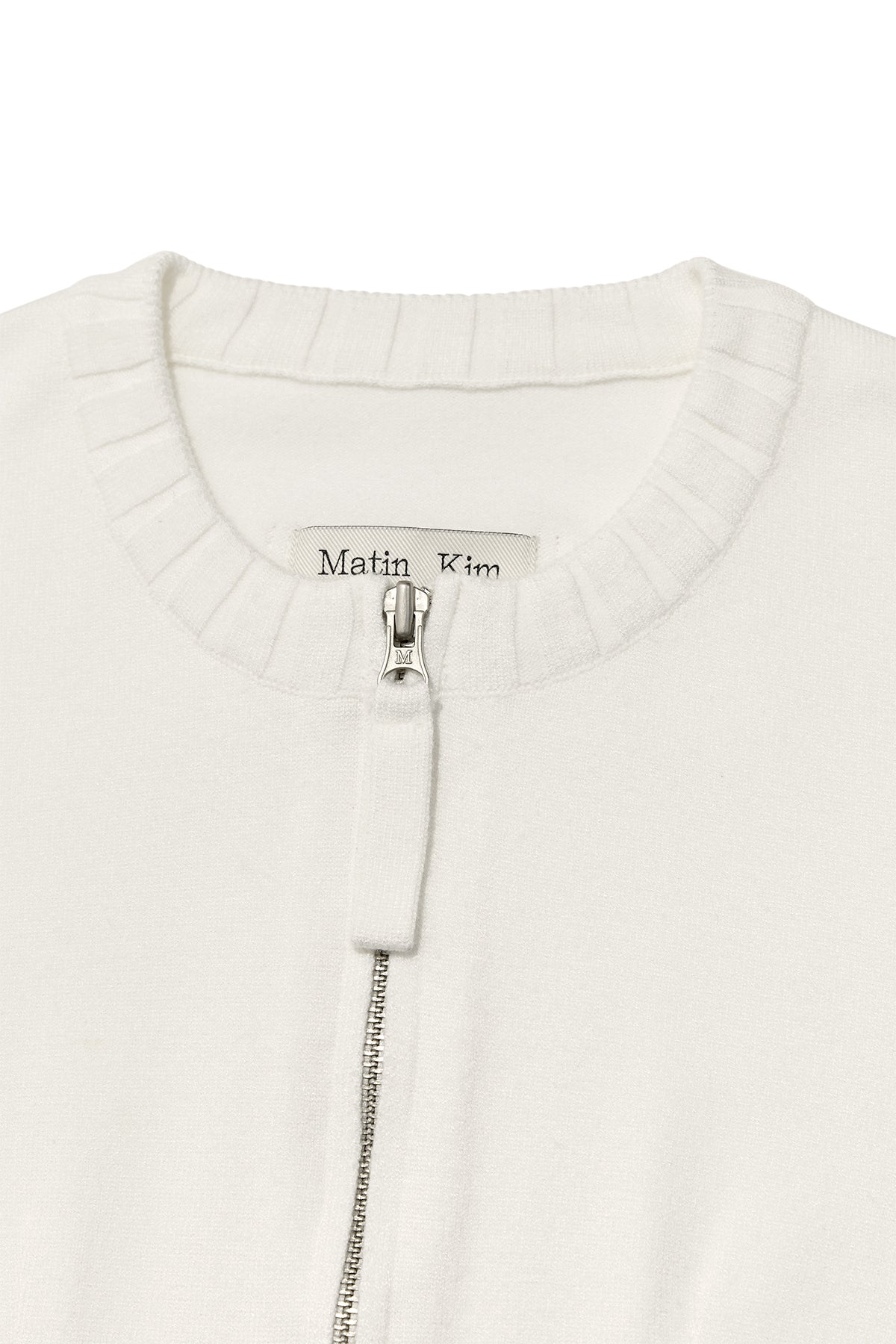 Matin Kim - Round Neck Zip Up Crop Cardigan (Ivory) product image 3 | TRAB K-Fashion Australia