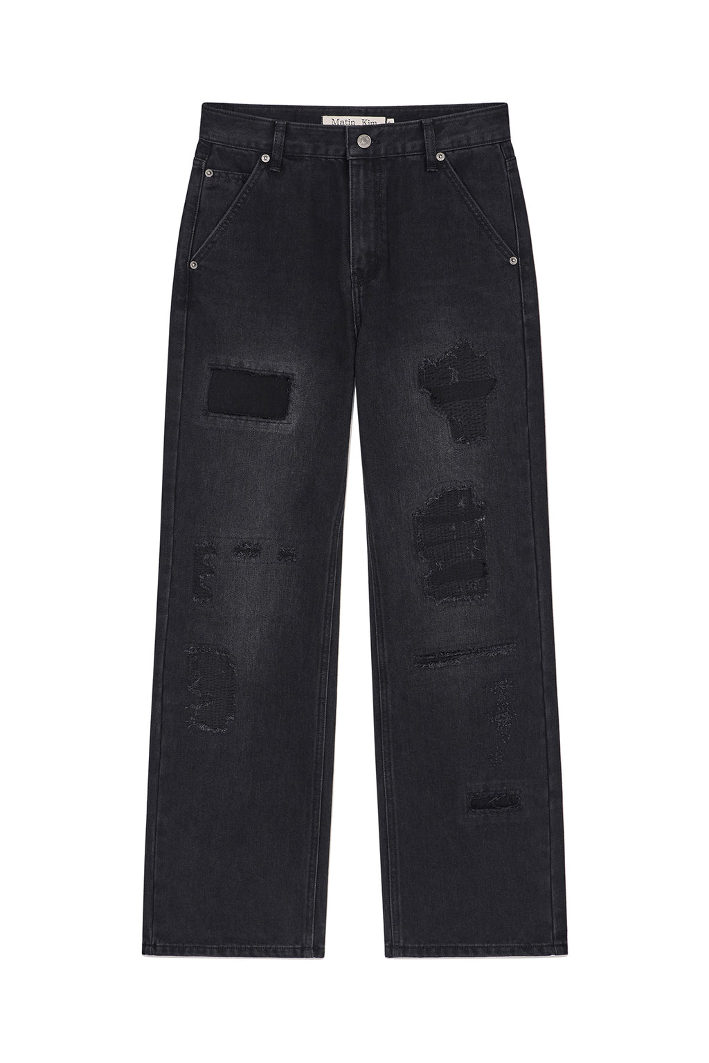 Matin Kim - Damage Patch Denim Pants (Black) product image 1 | TRAB K-Fashion Australia