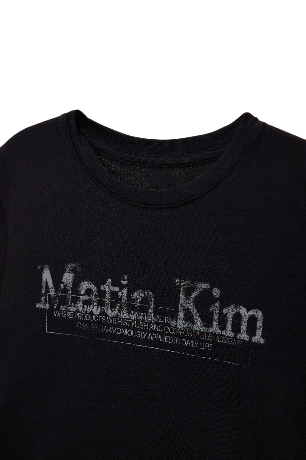 Matin Kim - Stamp Logo Graphic Crop Top (Black) product image 4 | TRAB K-Fashion Australia