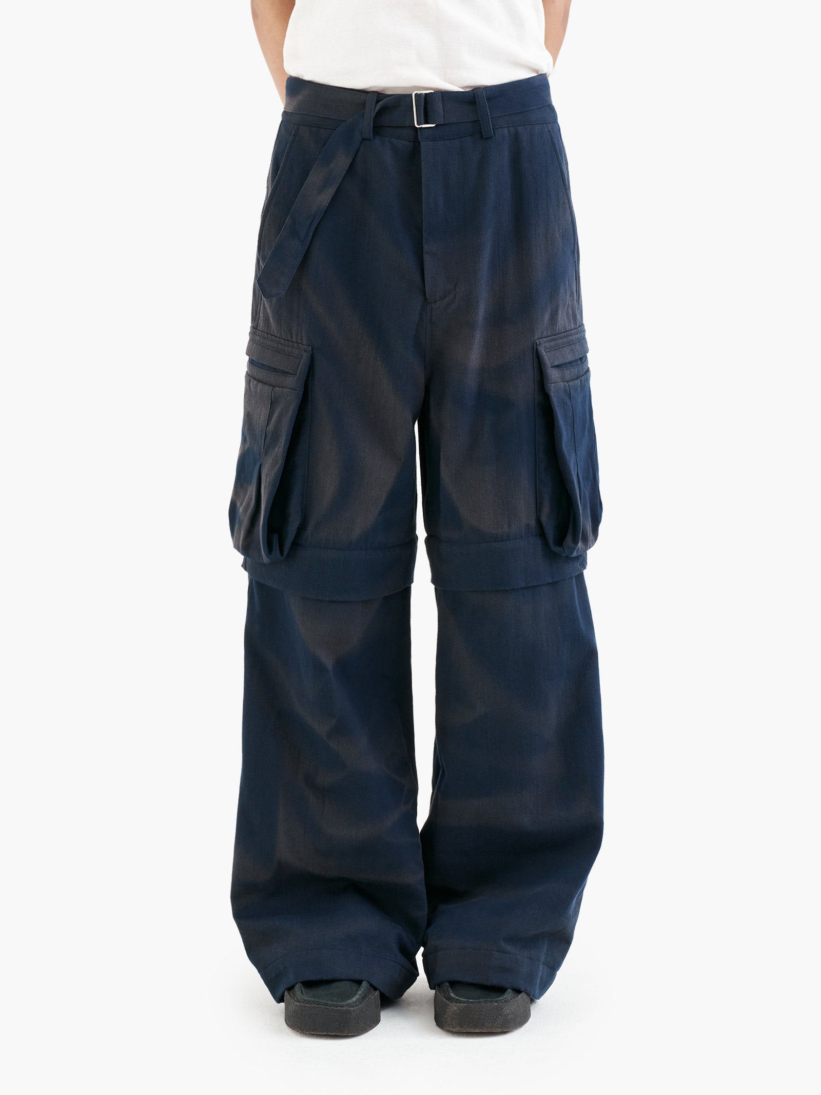 Jiyong Kim - Sun-Bleached Detachable Wide Trousers (Navy) product image 4 | TRAB K-Fashion Australia