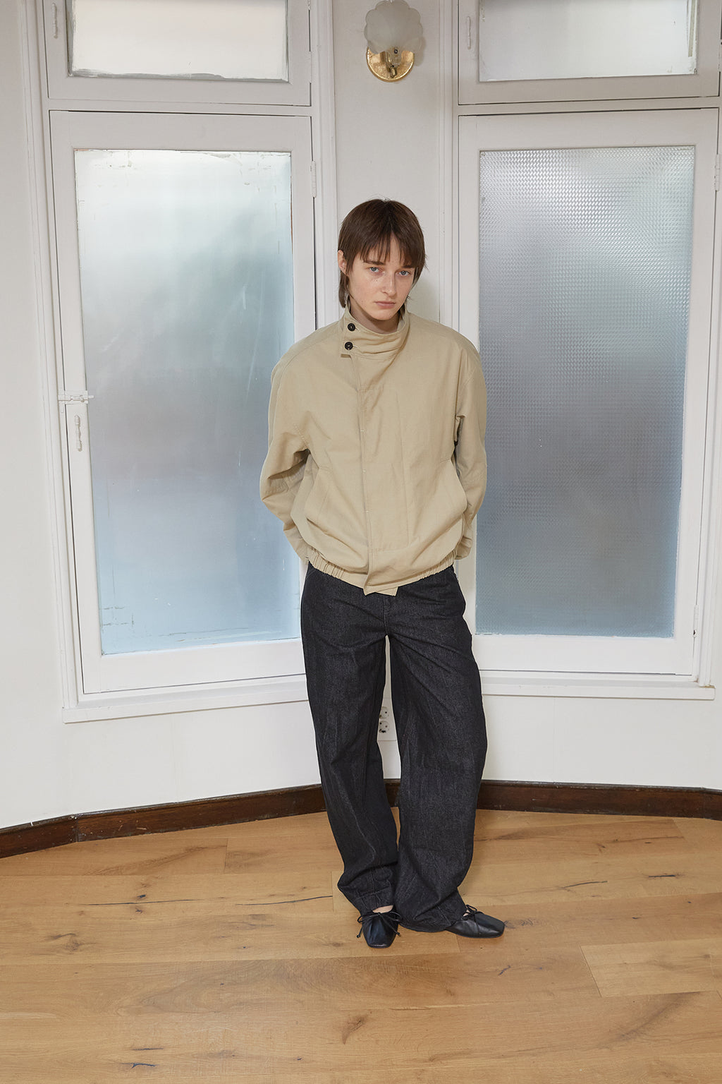 Matin Kim - Trench Bomber Jumper (Beige) product image 13 | TRAB K-Fashion Australia