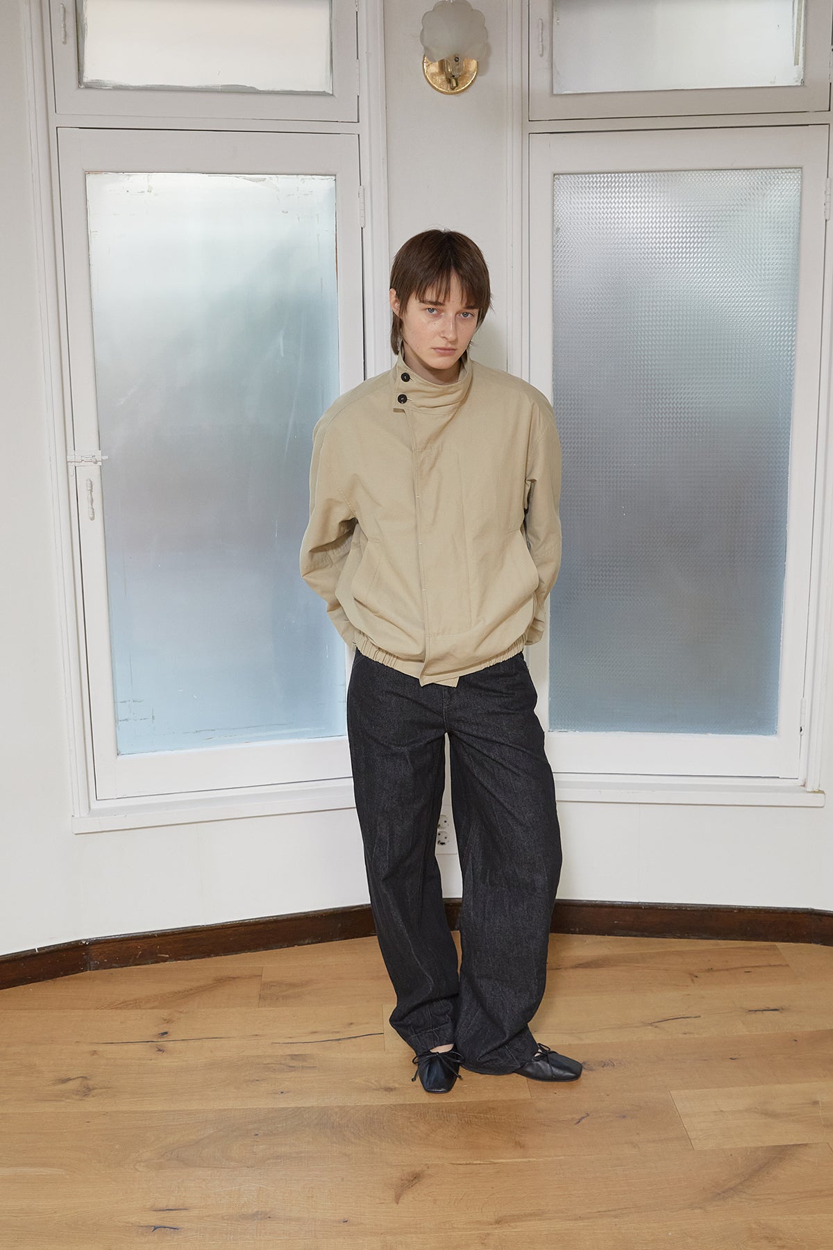 Matin Kim - Trench Bomber Jumper (Beige) product image 13 | TRAB K-Fashion Australia