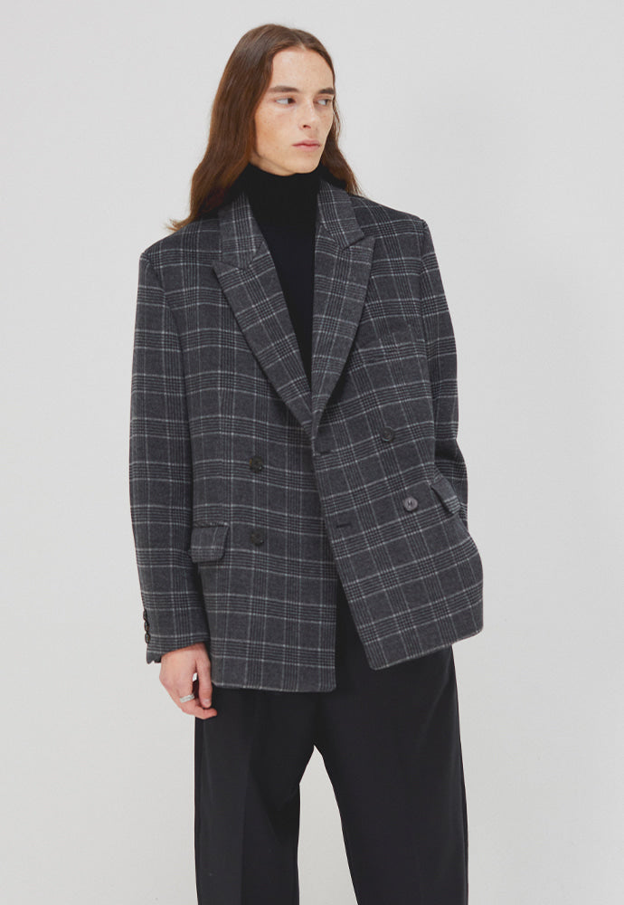 Tonywack - Rave Double Blazer (Grey Check (Australia Wool Winter Fabric)) product image 2 | TRAB K-Fashion Australia
