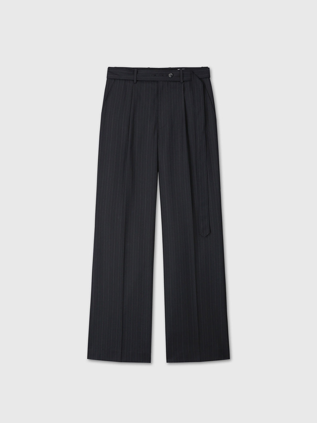 Tonywack - Pinstriped Wool Belted Trousers (Black Pinstripe) product image 9 | TRAB K-Fashion Australia