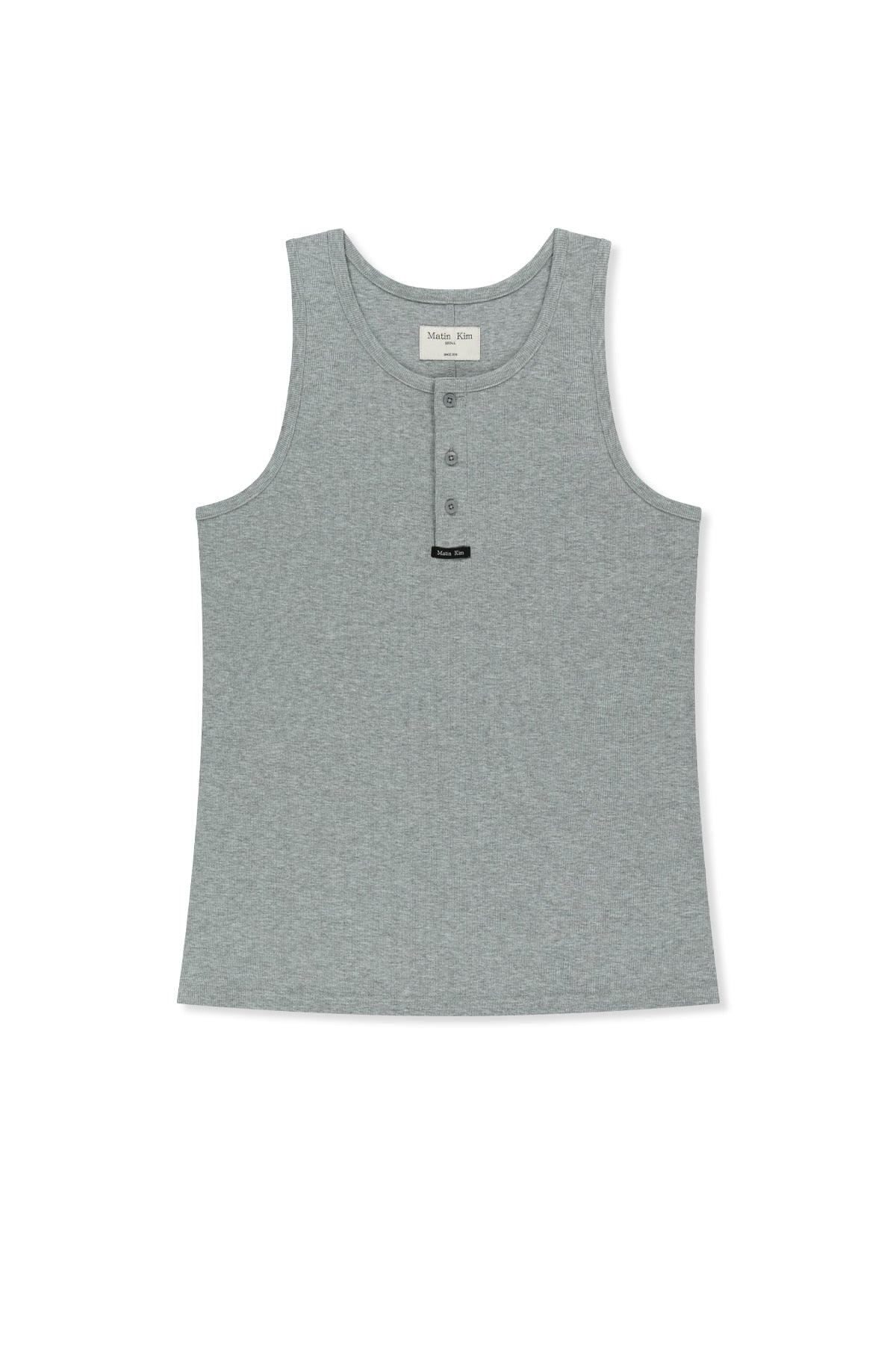 Matin Kim - Sleeveless Henley Top (Grey) product image 11 | TRAB K-Fashion Australia