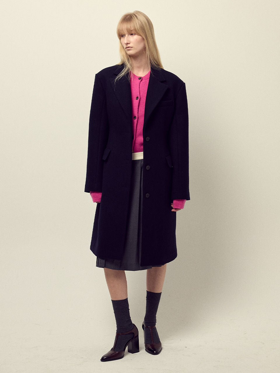 Mardi Mercredi - Pure Wool Hourglass Coat (Navy) product image 1 | TRAB K-Fashion Australia