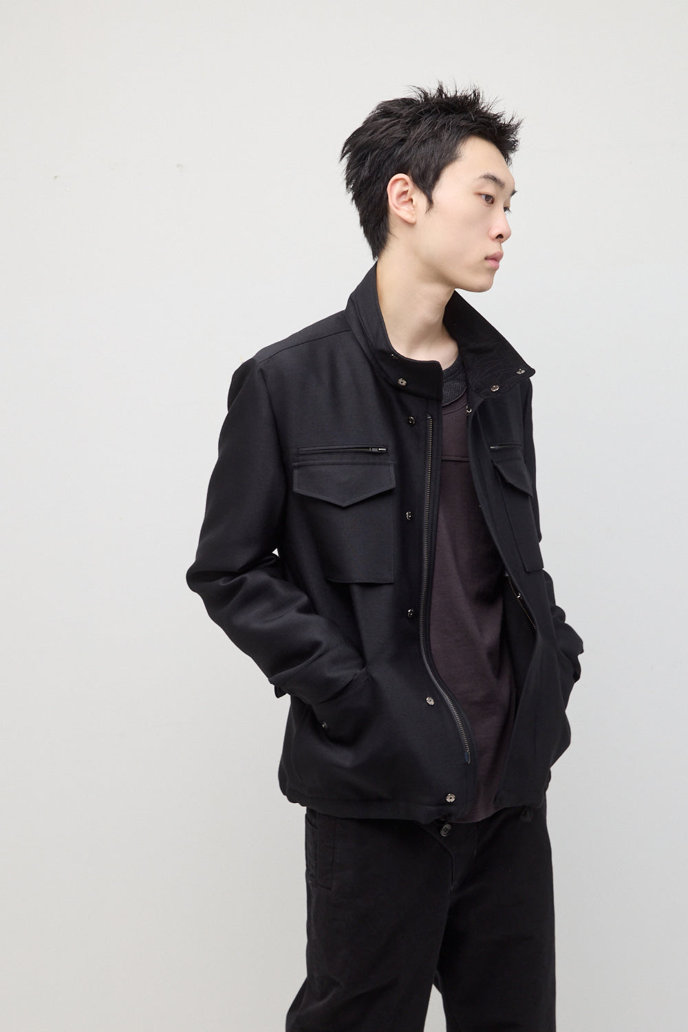 Hatchingroom - Silent M65 Jacket (Wool/Silk Black) product image 8 | TRAB K-Fashion Australia