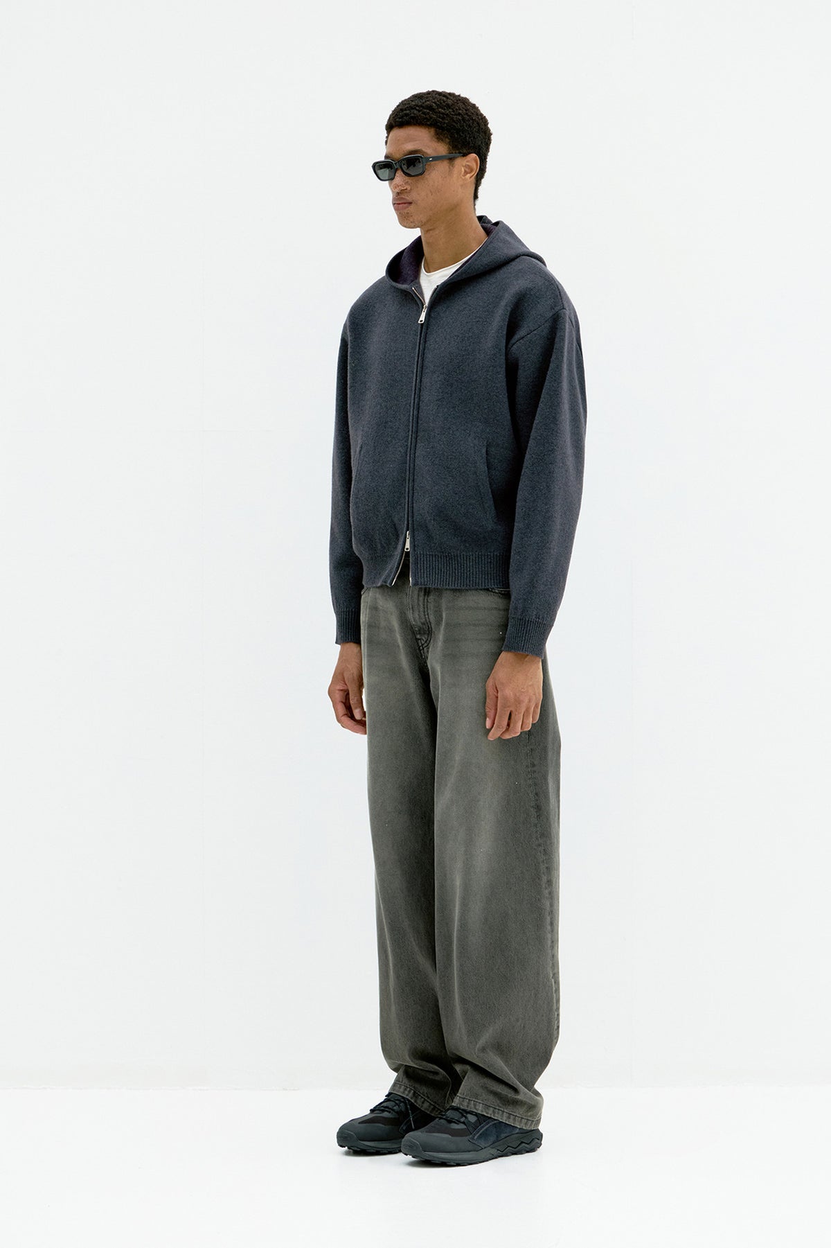 Coor - Double Face Wool And Blend Hoodie Zip-Up (Melange Blue) product image 3 | TRAB K-Fashion Australia