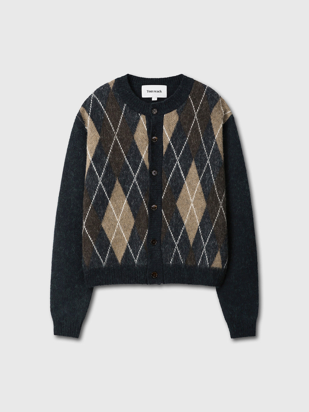Tonywack - Mohair Argyle Crew-Neck Cardigan (Midnight/Camel) product image 7 | TRAB K-Fashion Australia