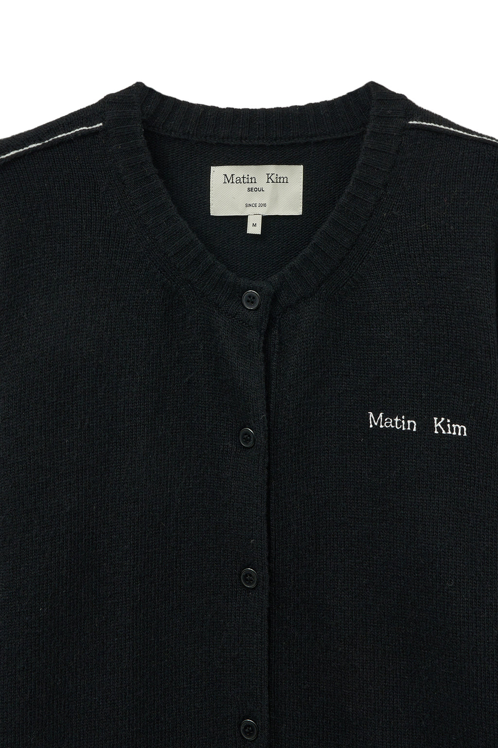 Matin Kim - Cashmere Blended Round Knit Cardigan (Black) product image 3 | TRAB K-Fashion Australia