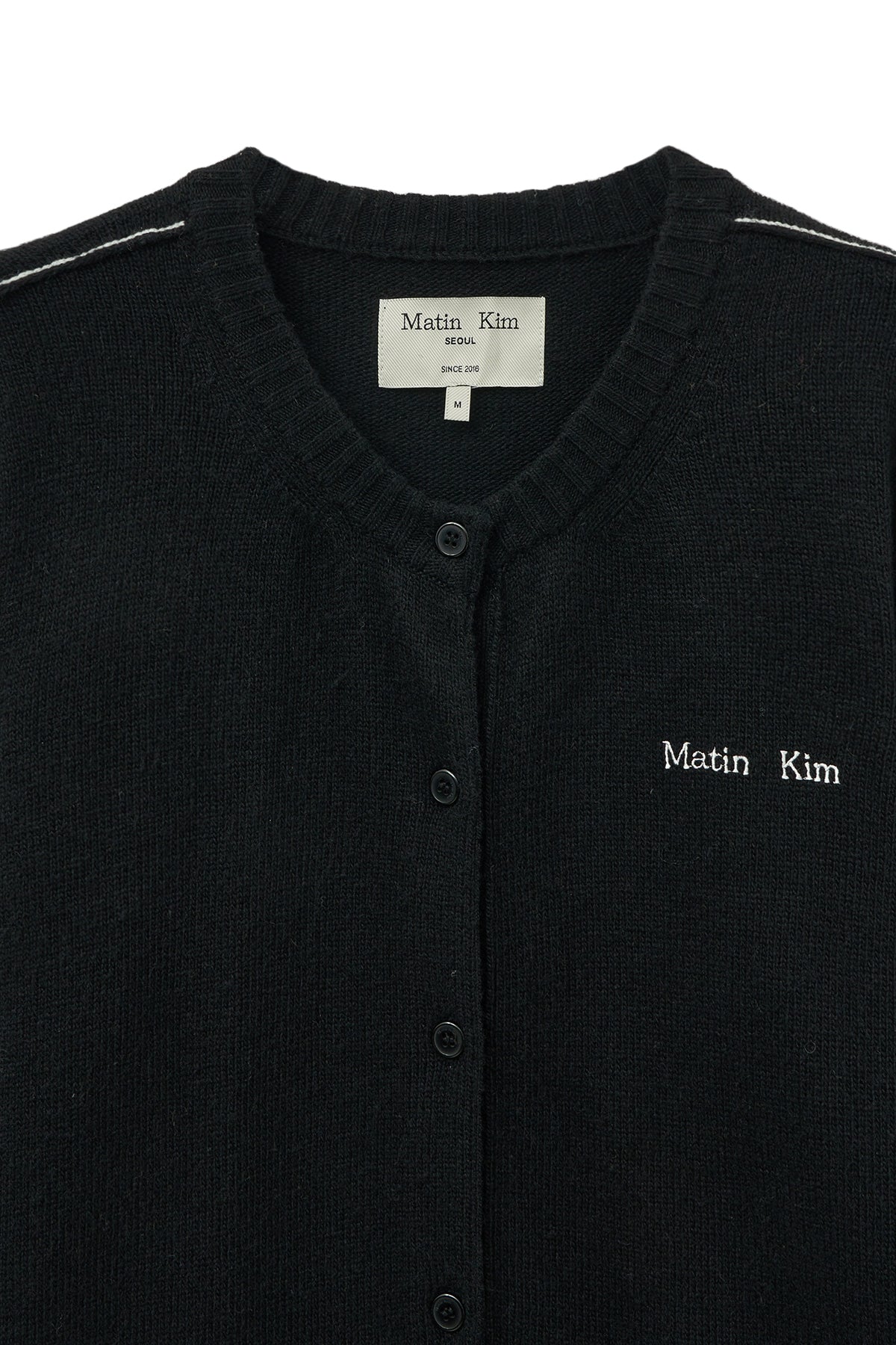 Matin Kim - Cashmere Blended Round Knit Cardigan (Black) product image 3 | TRAB K-Fashion Australia