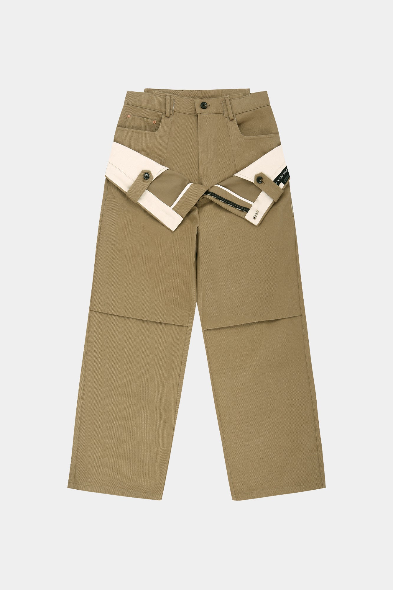 Andersson Bell - Double Waistband Wide-Leg Trousers (Beige) product image 10 | TRAB K-Fashion Australia