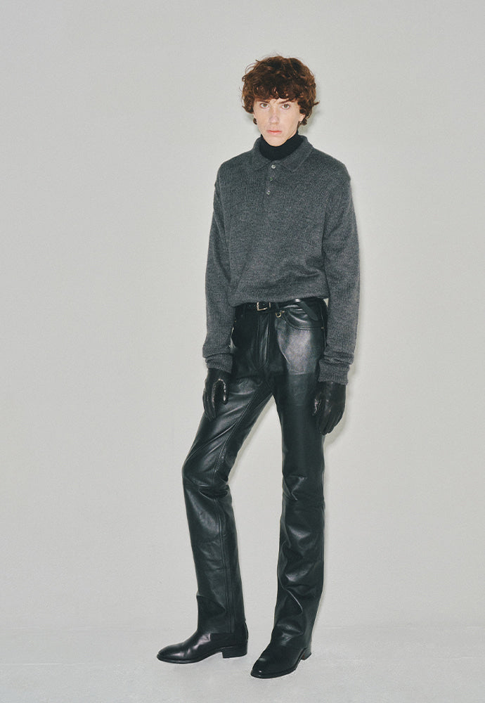 Tonywack - Italian Fabric Brushed Mohair Polo Knit (Charcoal) product image 1 | TRAB K-Fashion Australia