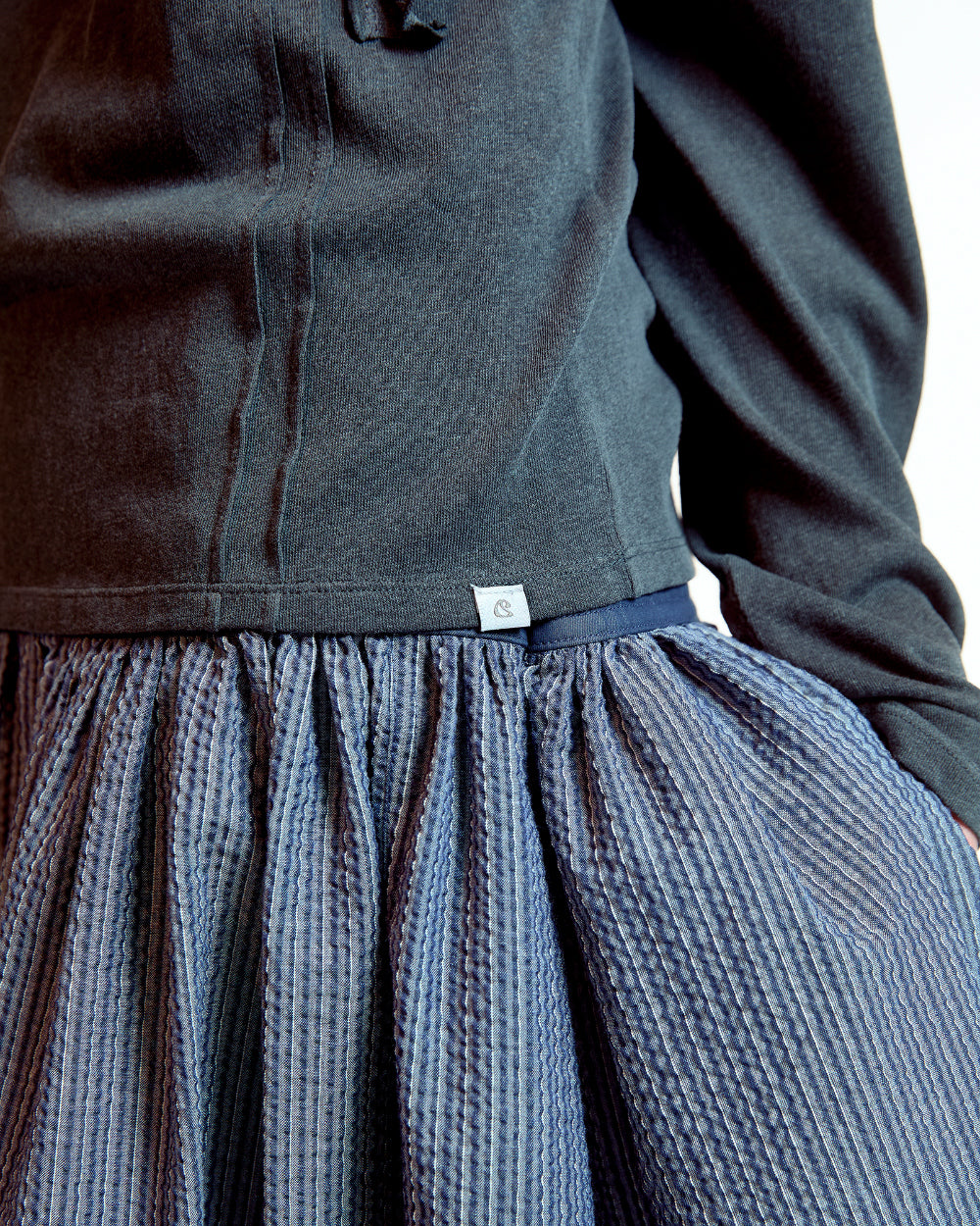Coyseio - Double Button Stripe Skirt (Navy) product image 7 | TRAB K-Fashion Australia