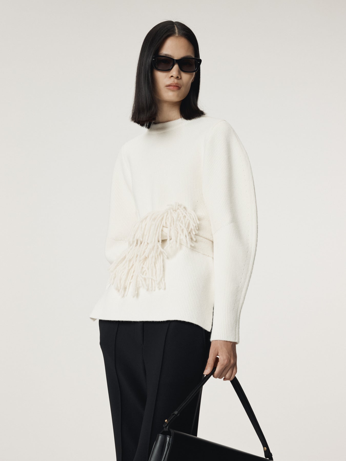Recto - Volume Sleeve Structured Knit Top (Ivory) product image 7 | TRAB K-Fashion Australia