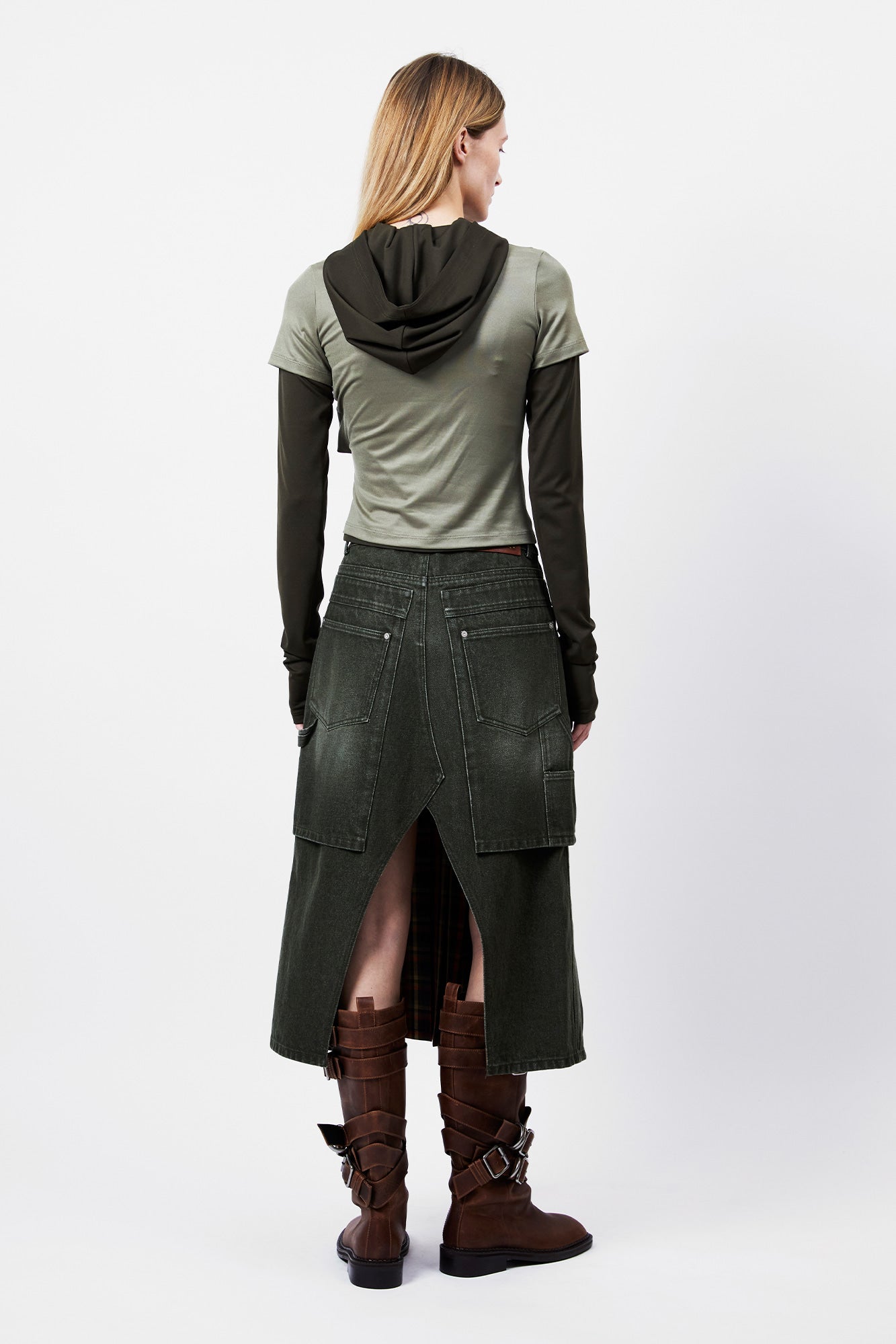 Andersson Bell - Raptor Layered Pleats Skirt (Washed Green) product image 5 | TRAB K-Fashion Australia