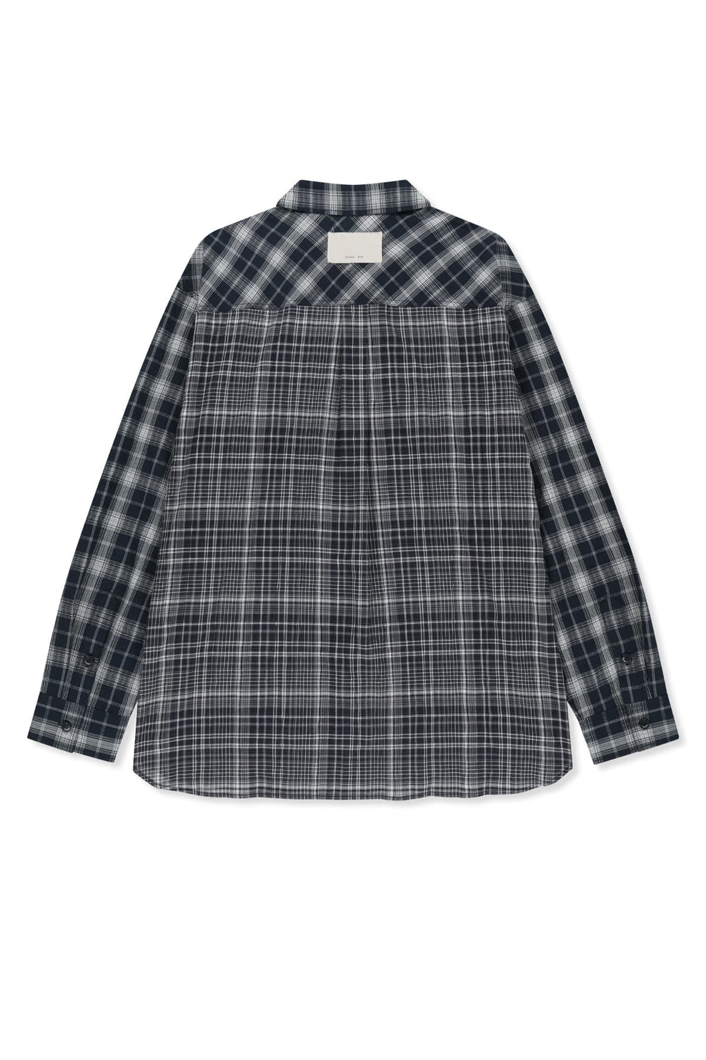 Matin Kim - Mixed Check Over Fit Shirt (Navy) product image 3 | TRAB K-Fashion Australia