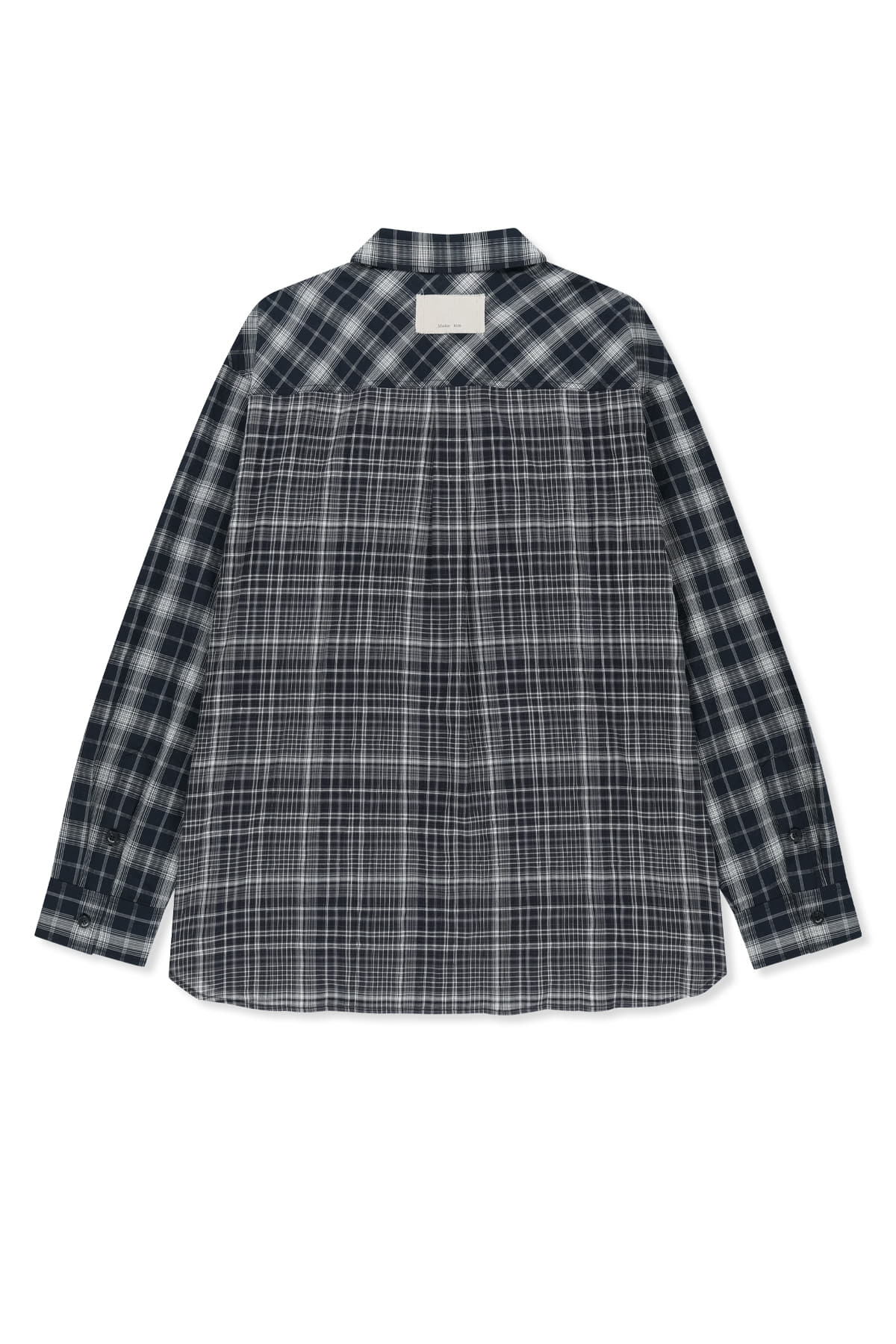 Matin Kim - Mixed Check Over Fit Shirt (Navy) product image 3 | TRAB K-Fashion Australia